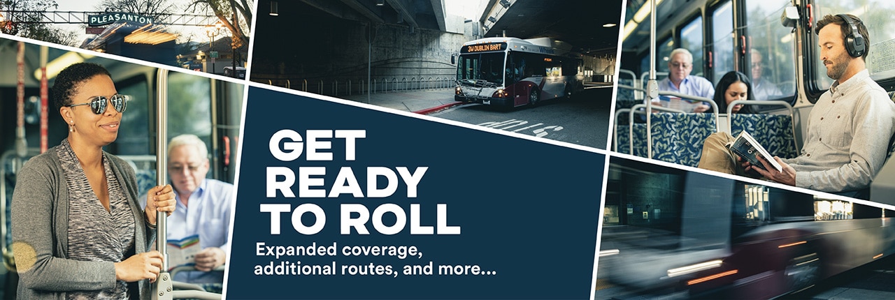 Hero image with various Transit pictures. Get ready to roll - Expanded coverage, additional routes, and more...